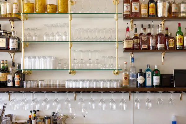 bottle, shelf, shelving, alcoholic drink, glass bottle, liquor