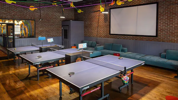 furniture, table tennis, racquet sport, table, recreation room, flooring