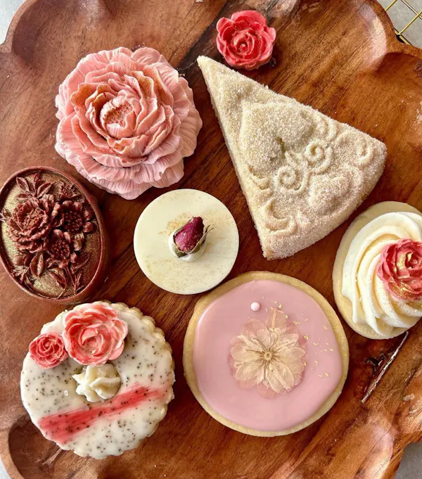 food, cake, dessert, pink, ingredient, petal