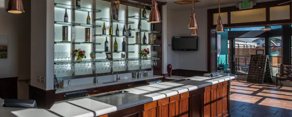 furniture, lighting, ceiling, glass, light fixture, countertop