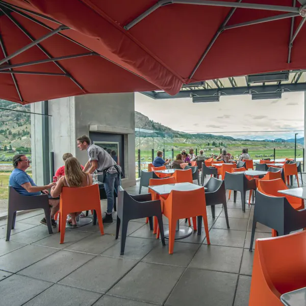 furniture, chair, restaurant, outdoor furniture, shade, outdoor table