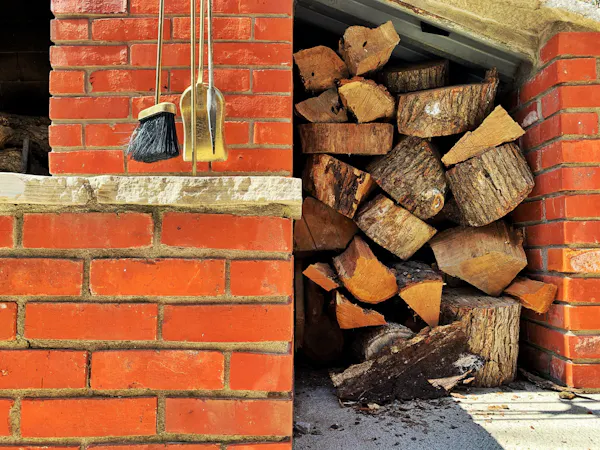 wood, orange, plant, brick, brickwork, building material