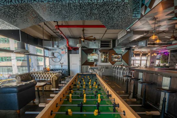 ceiling, flooring, furniture, floor, restaurant, chair