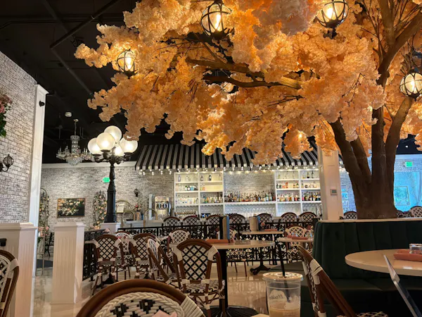 furniture, lighting, chandelier, ceiling, light fixture, restaurant