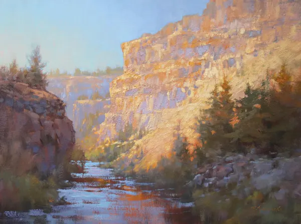 art paint, stream, visual arts, painting, river, paint
