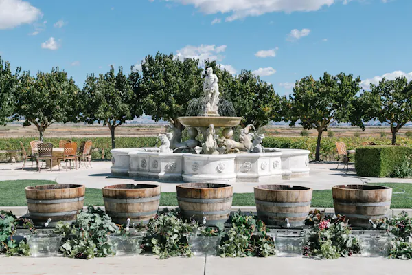 garden, fountain, landscaping, flowerpot