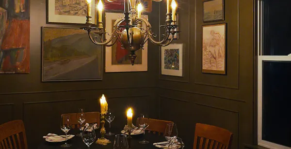 furniture, picture frame, light fixture, lighting, table, ceiling