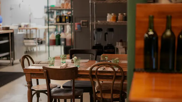 table, bottle, chair, wood, barware, drinkware