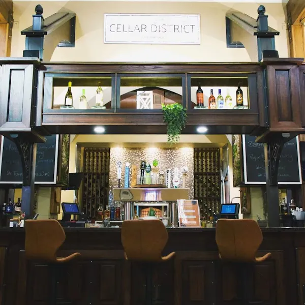 building, facade, shelving, drinking establishment, bookcase, chair