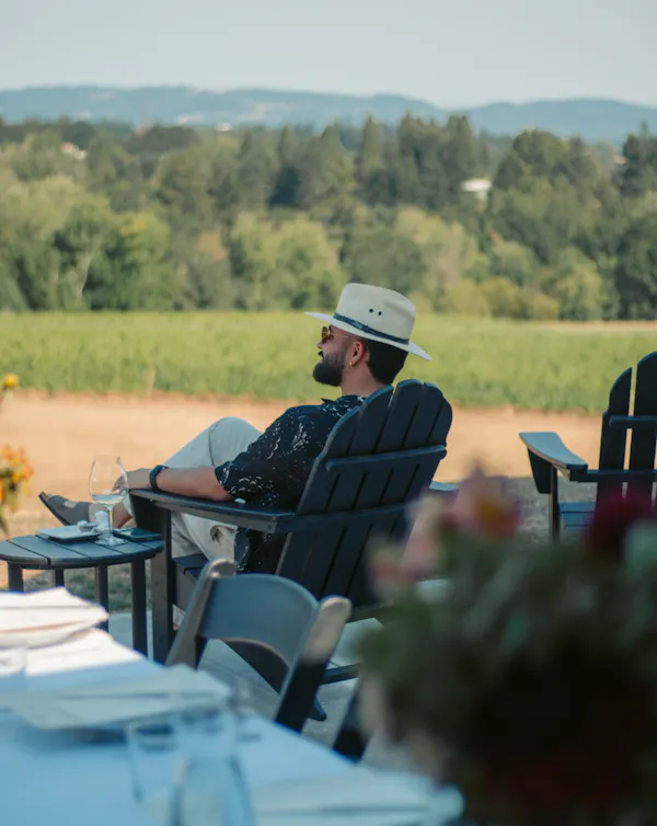 hat, furniture, sun hat, outdoor table, chair, outdoor furniture