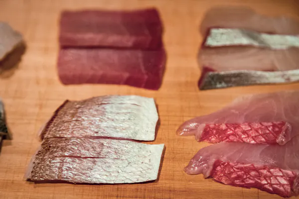 food, ingredient, meat, seafood, fish slice, cutting board