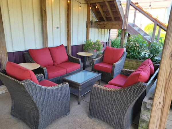 furniture, outdoor furniture, wood, chair, cushion, table