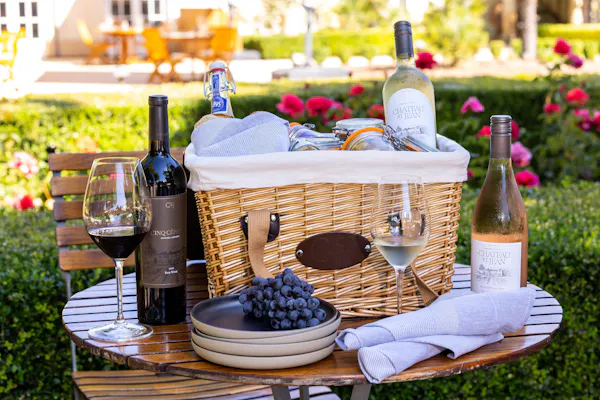 tableware, basket, bottle, alcoholic drink, food, drinkware