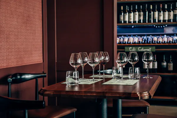 table, furniture, drinkware, tableware, stemware, shelf