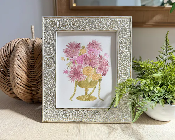 picture frame, pink, creative arts, floral design, flower arranging, craft