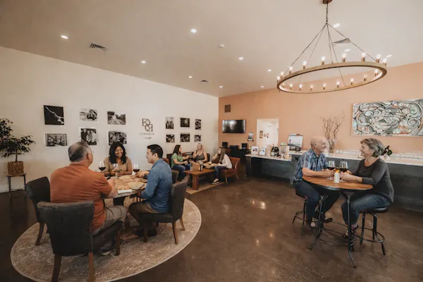 furniture, ceiling, chair, restaurant, customer, room