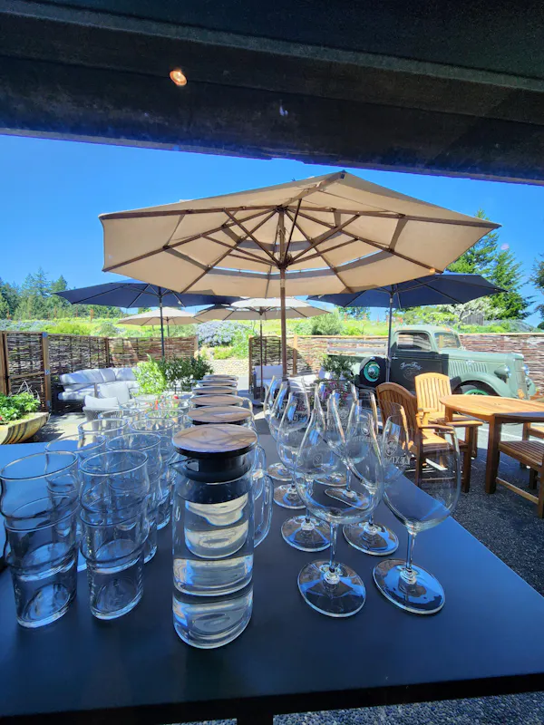 furniture, outdoor furniture, outdoor table, umbrella, shade, chair