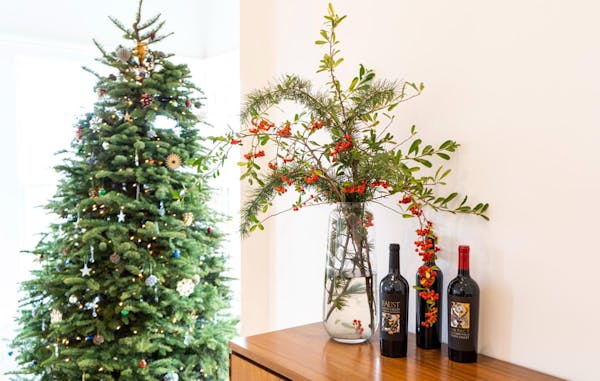 christmas tree, bottle, plant, liquid, christmas ornament, branch