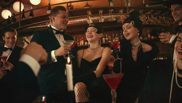 party, barware, fedora