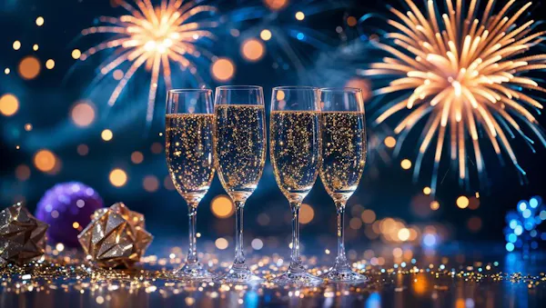 event, fireworks, stemware, liquid, night, champagne glass
