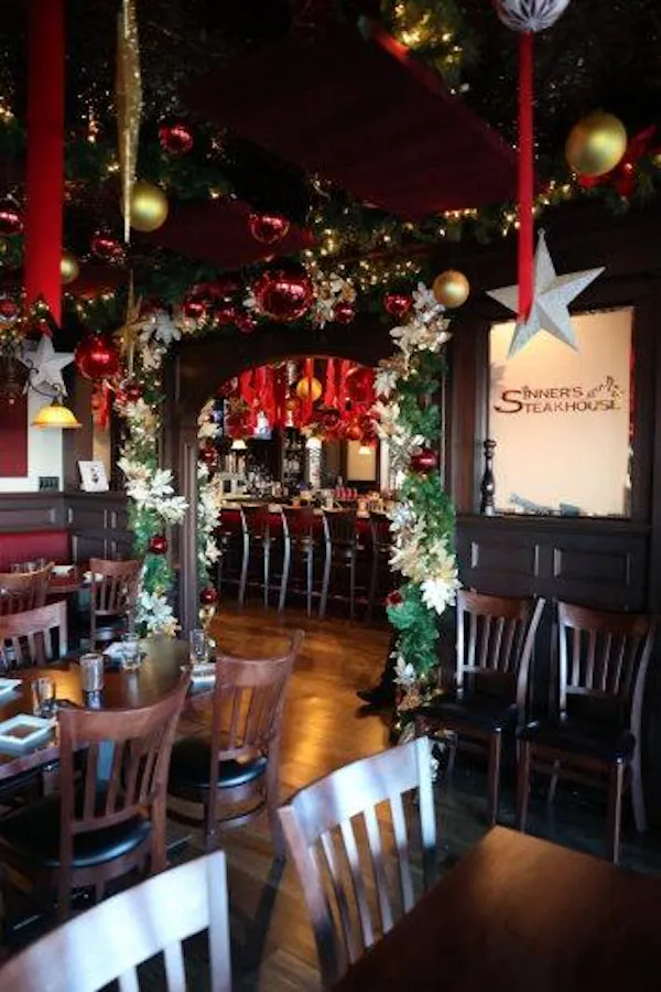 red, furniture, lighting, chair, restaurant, christmas decoration
