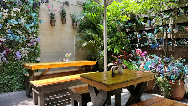 flowerpot, furniture, houseplant, outdoor table, outdoor furniture, chair