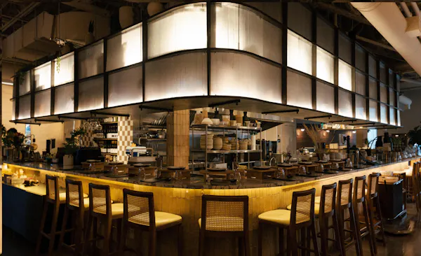 ceiling, lighting, light fixture, restaurant, chair, bar