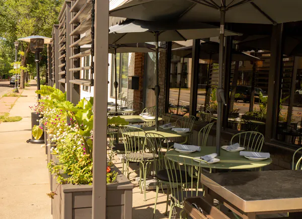 furniture, outdoor furniture, chair, table, restaurant, outdoor table
