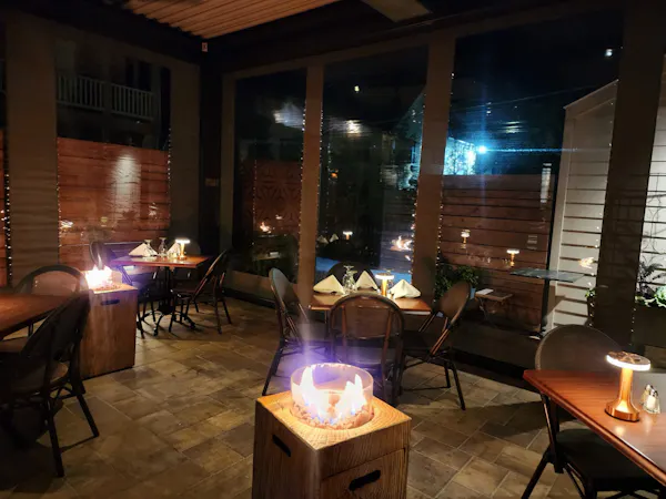 furniture, wood, table, chair, lighting, restaurant