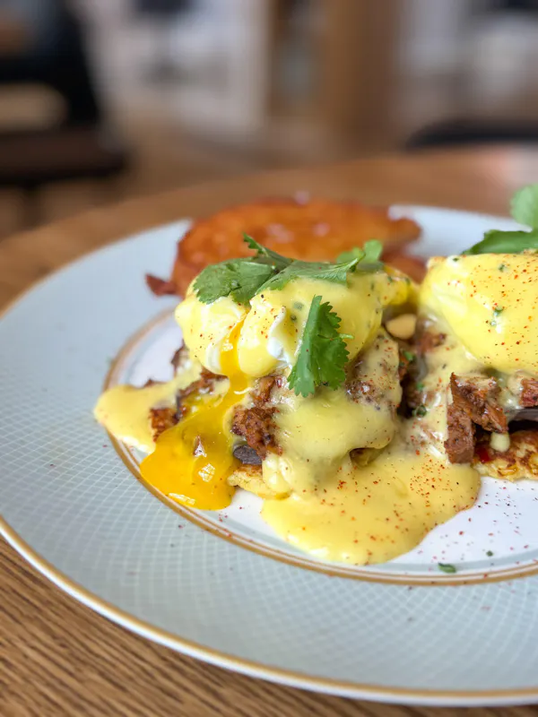food, tableware, ingredient, eggs benedict, breakfast, brunch
