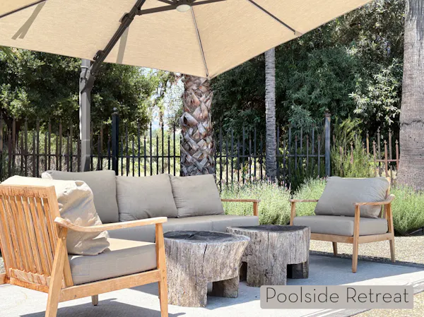 outdoor furniture, furniture, wood, chair, outdoor table, umbrella