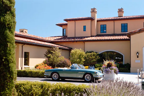estate, sports car, landscaping, mansion, performance car, classic car