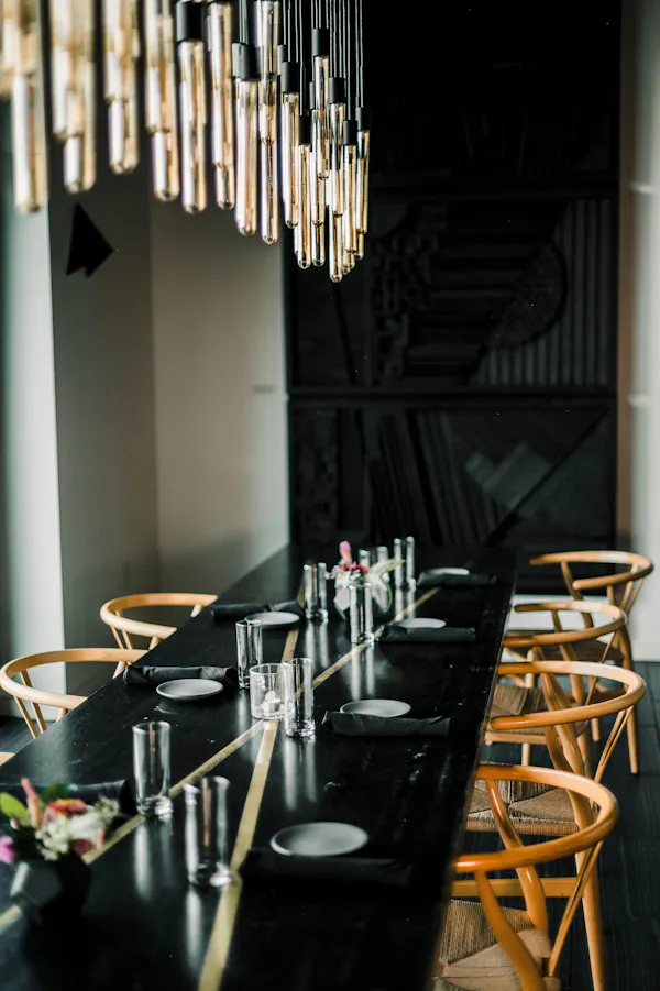 black, restaurant, glass, chair, kitchen & dining room table, design