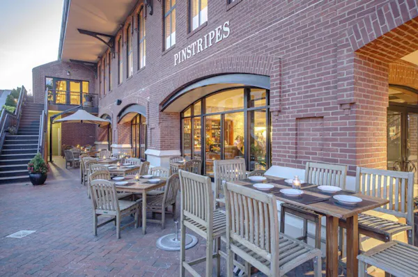 brick, brickwork, door, restaurant, wood stain, chair
