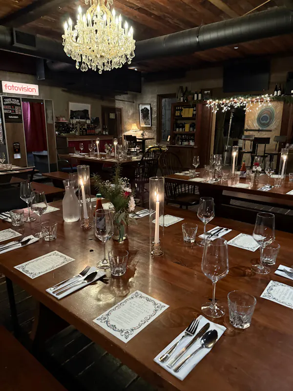 furniture, table, chair, lighting, restaurant, barware