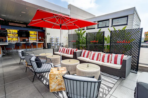 furniture, composite material, chair, restaurant, outdoor furniture, umbrella