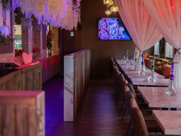 furniture, lighting, restaurant, ceiling, decoration, light fixture