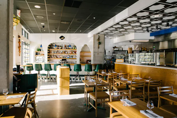 restaurant, customer, chair, countertop, bar, light fixture
