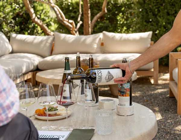 table, tableware, property, drinkware, bottle, stemware