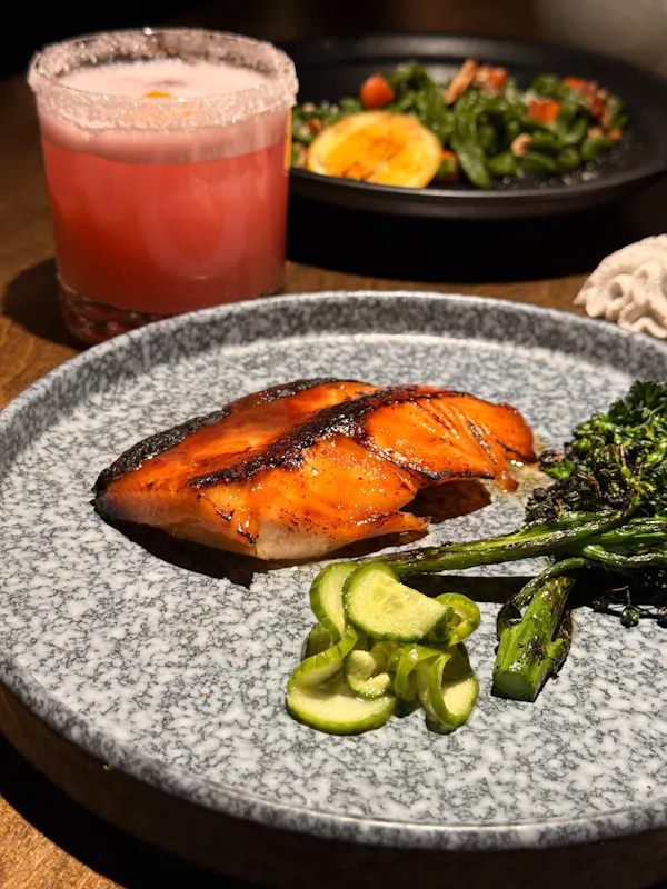 food, tableware, ingredient, seafood, salmon, vegetable