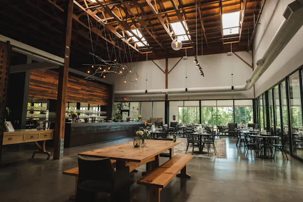 ceiling, furniture, chair, restaurant, hall, natural material
