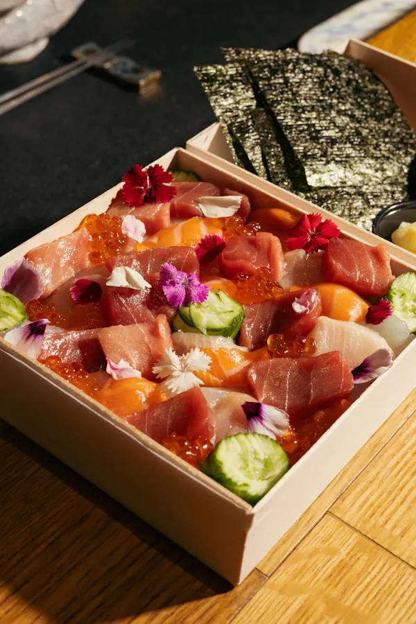 food, ingredient, meat, sashimi, fish slice, garnish