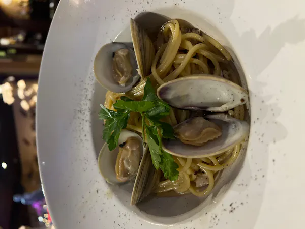 food, tableware, spaghetti alle vongole, al dente, ingredient, seafood