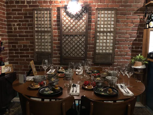 table, furniture, tableware, property, chair, plant