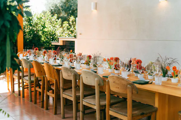 furniture, table, flower arranging, chair, restaurant, floristry