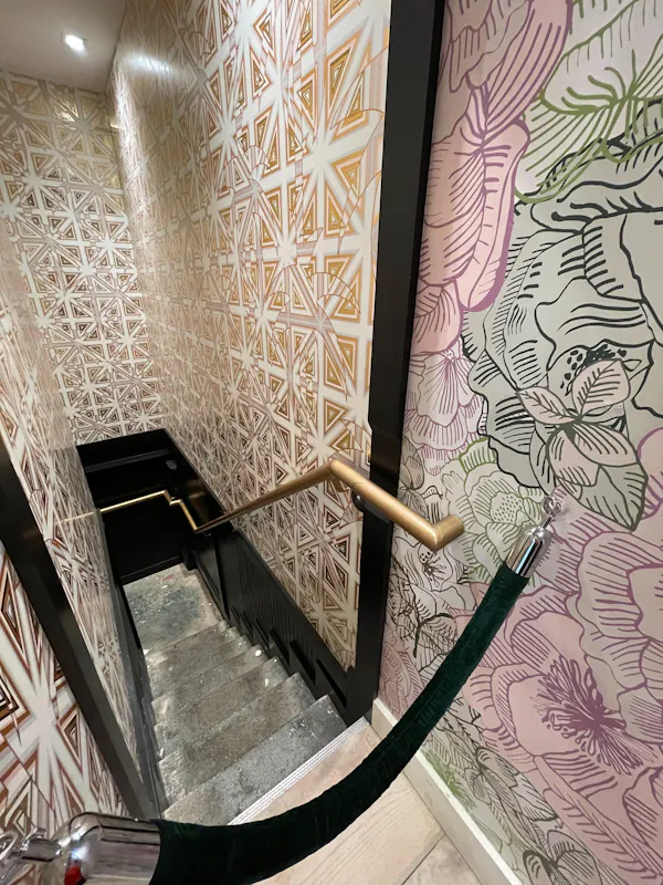 wood, wall, line, flooring, art, stairs