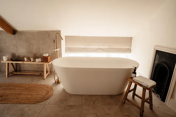 bathtub, flooring, floor, plumbing fixture, plumbing, natural material