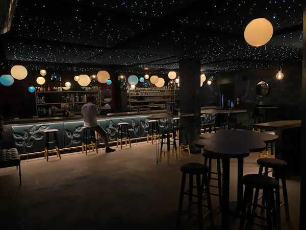furniture, table, chair, building, space, function hall