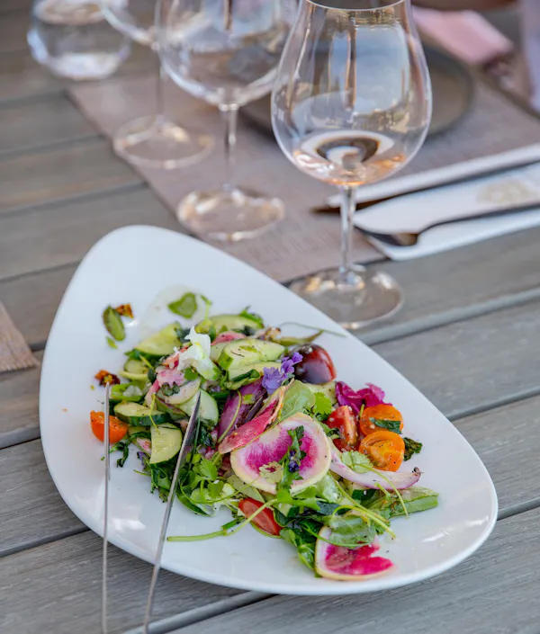 food, salad, tableware, stemware, ingredient, vegetable