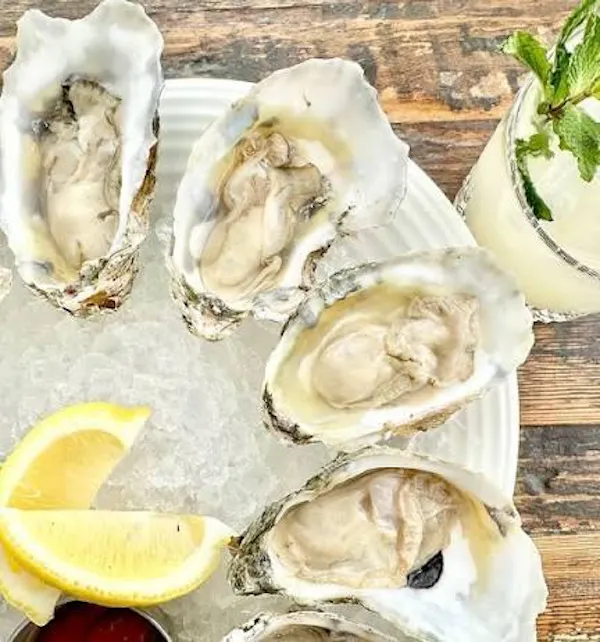 food, tableware, oyster, ingredient, lemon, fruit